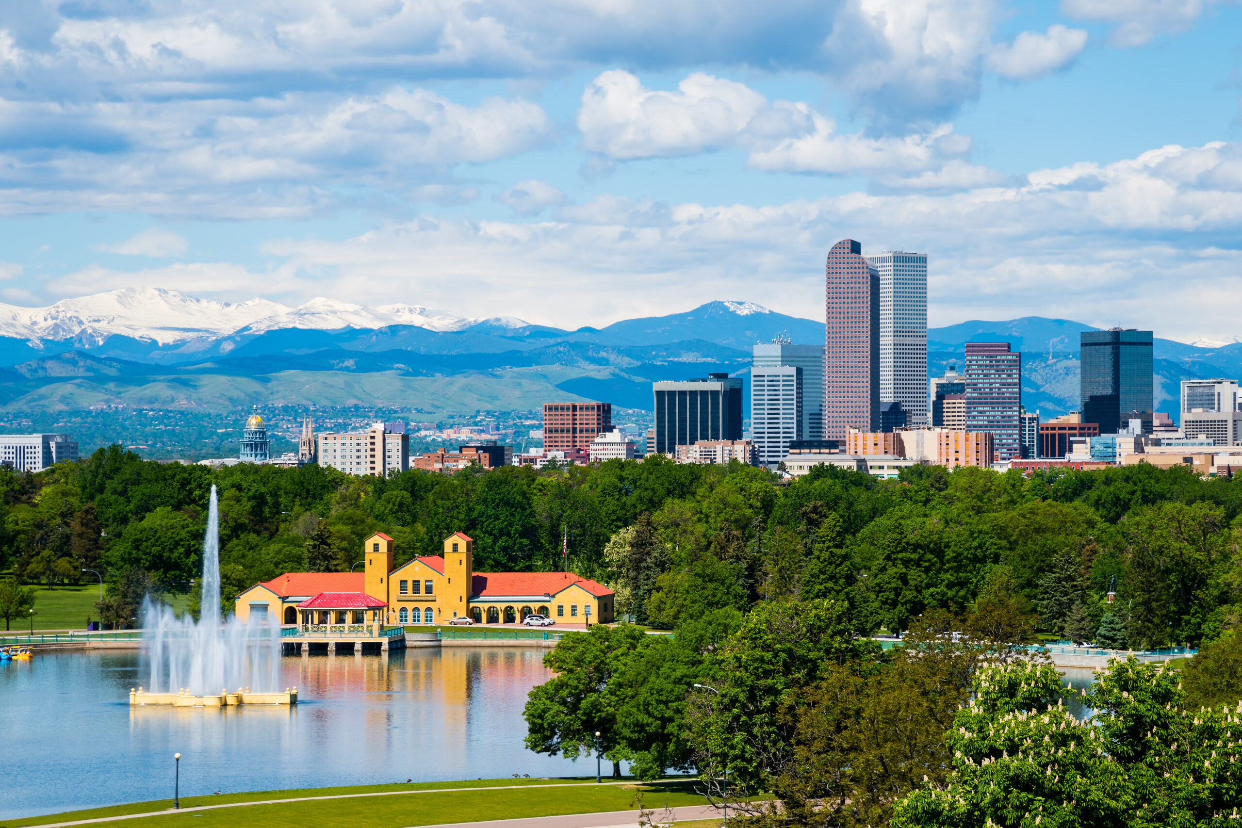 Aerial view of the Denver Metro area, where Road Home Exteriors provides roofing, siding, and window services.