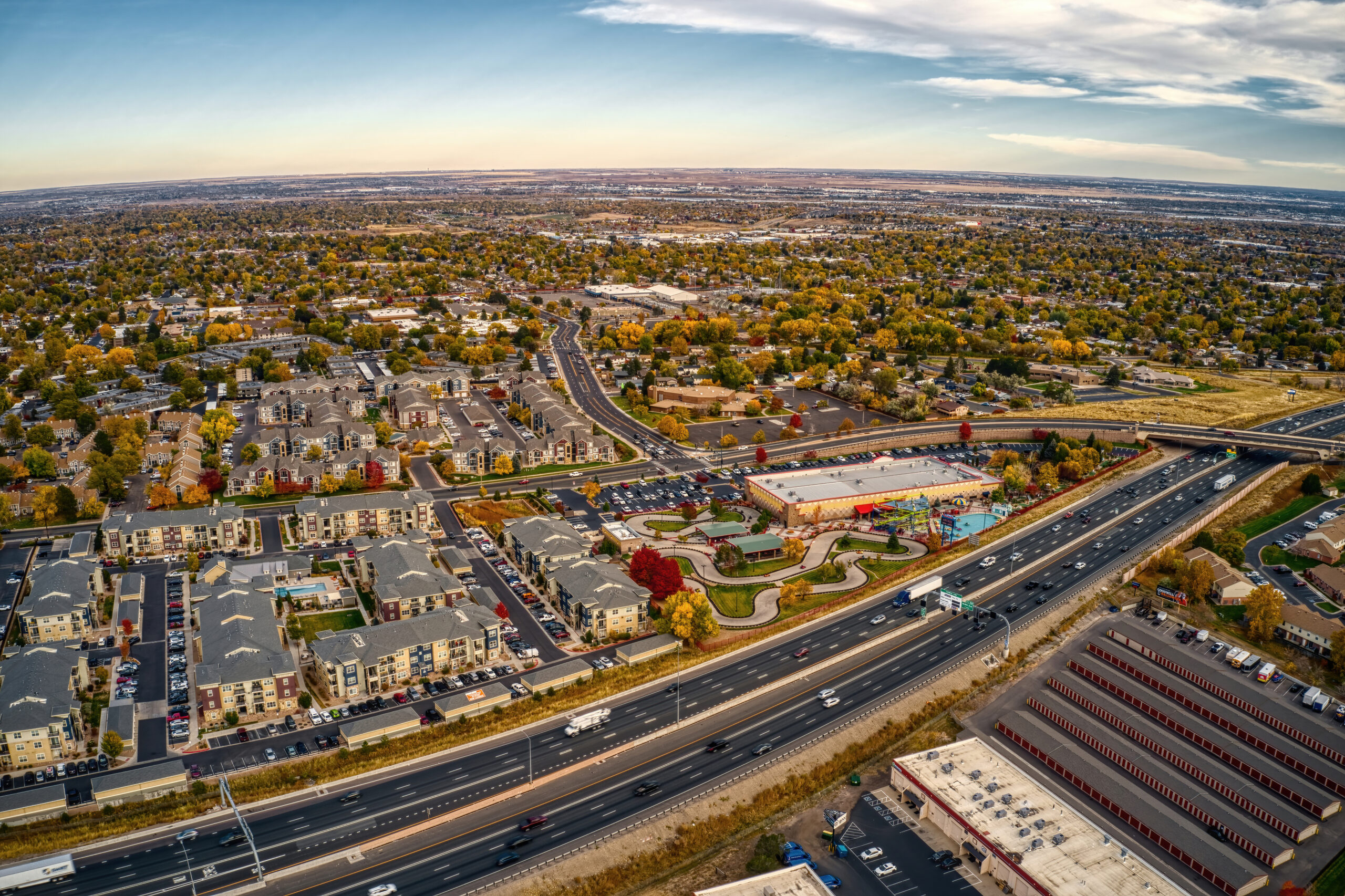 Scenic view of Northglenn, Colorado showcasing residential neighborhoods and nearby foothills