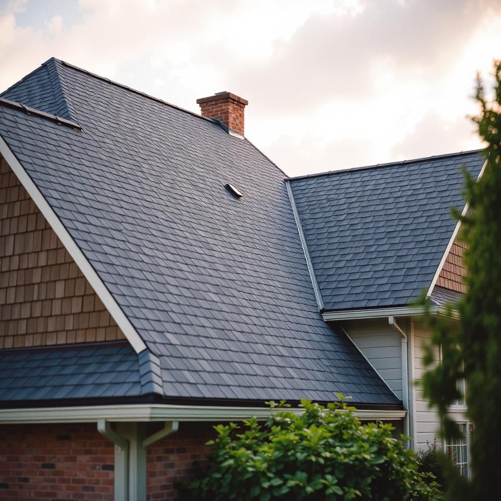 Residential roof with new shingles under clear Colorado sky near Northglenn, CO