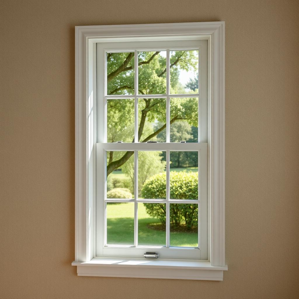 Newly installed vinyl window on a residential home in Englewood, Colorado