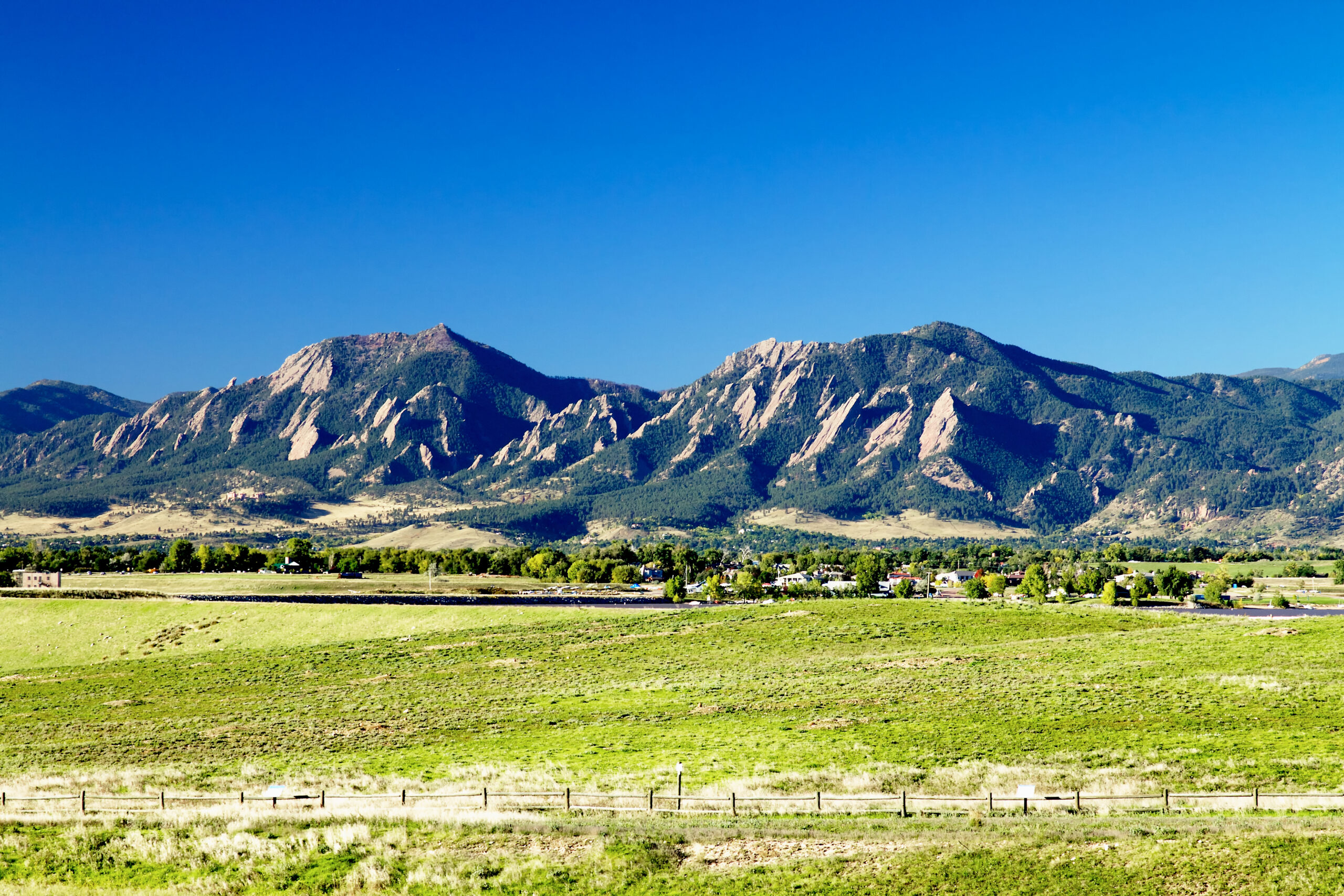 Scenic view of Superior, Colorado with residential homes and mountain backdrop